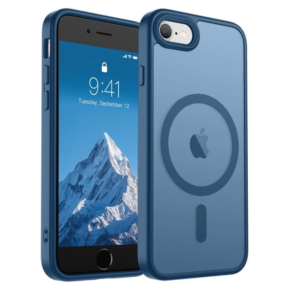 AMAGA for iPhone SE Case 2022 (3rd)/2020 (2nd), iPhone 8 / 7 Case [Compatible with Magsafe] Translucent Matte Magnetic Phone Cover, Military Grade Drop Protection Shockproof Phone Cover, Deep Blue