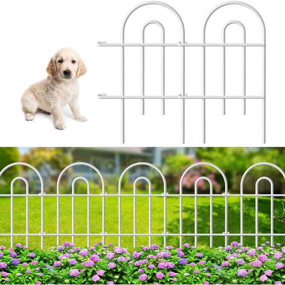 AMAGABELI GARDEN & HOME 14panels Decorative Garden Fences and Borders for Dogs 32in(H)×20ft(L) No Dig Metal Fence Panel Garden Edging Border Fence For Animal Barrier Fencing for Flower Bed Yard Green