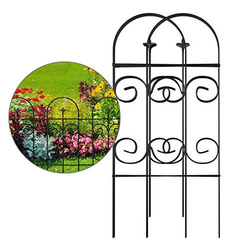 AMAGABELI GARDEN & HOME Decorative Garden Fence GFP006 32inx10ft Garden  Fencing 8 Panels Rustproof Black Iron Border Fence Edging Metal Wire  Fencing