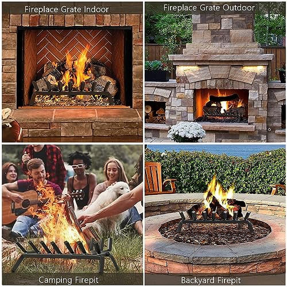 AMAGABELI GARDEN & HOME Fireplace Log Grate 30 inch Wrought Iron Fire