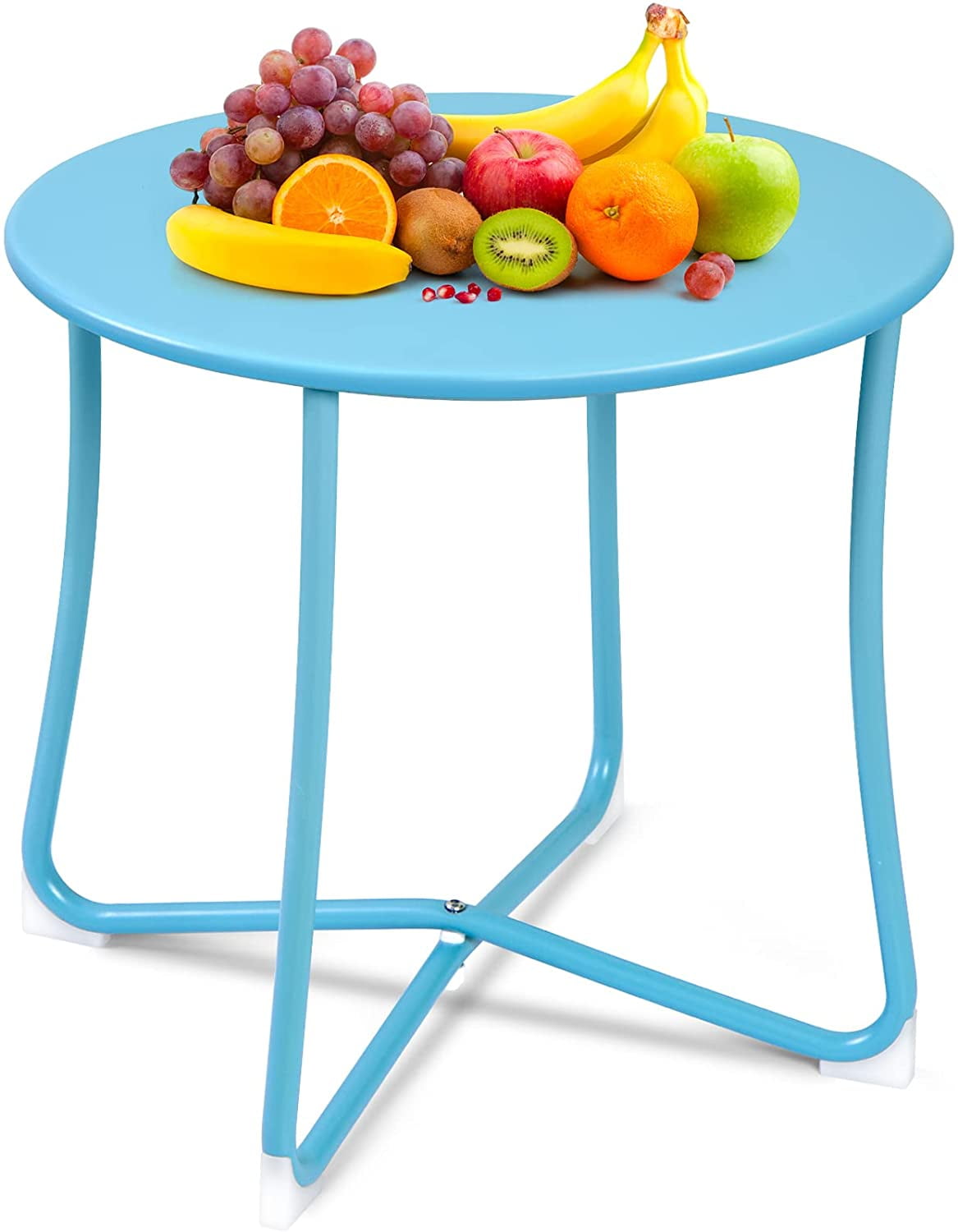 Light Blue Round Steel Indoor Outdoor Side Table
