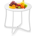 thumbnail image 1 of AMAGABELI White Outdoor Side Table Round Patio Side Table Heavy Duty Small Outdoor End Table Weather Resistant Metal Coffee Table Porch Snack Table for Balcony Garden Yard Lawn,18 x 18 Inch, 1 of 9