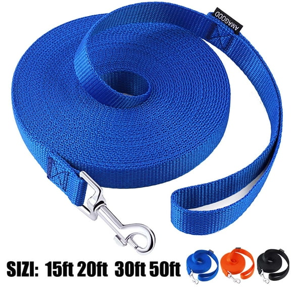 AMAGOOD Dog/Puppy Obedience Recall Training Agility Lead-15 ft 20 ft 30 ft 50 ft Long Dog Leash-Lead for Dog Training,Recall,Play,Safety,Camping(50 feet, Blue)