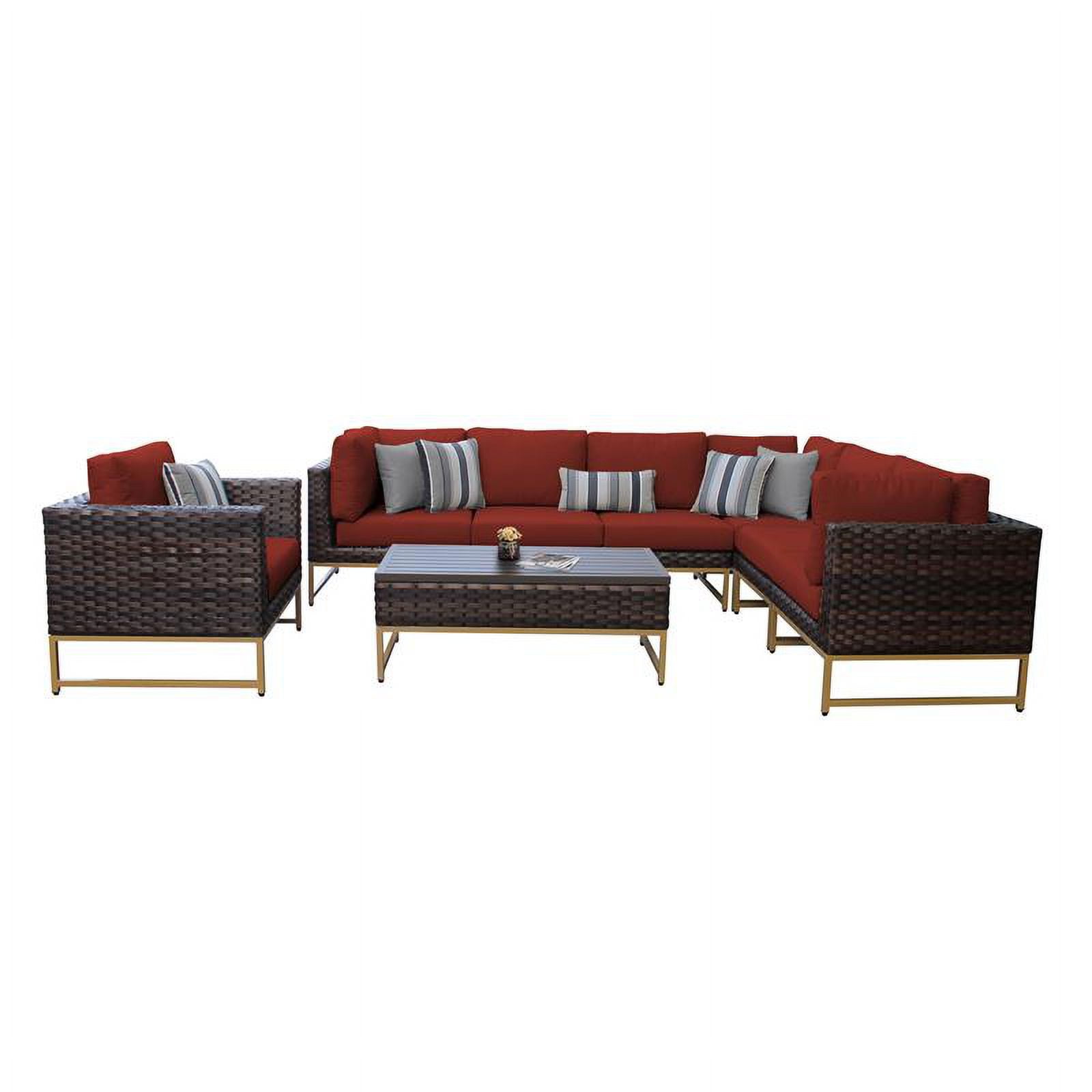 AMALFI 8 Piece Wicker Patio Furniture Set 08d in Gold and Terracotta