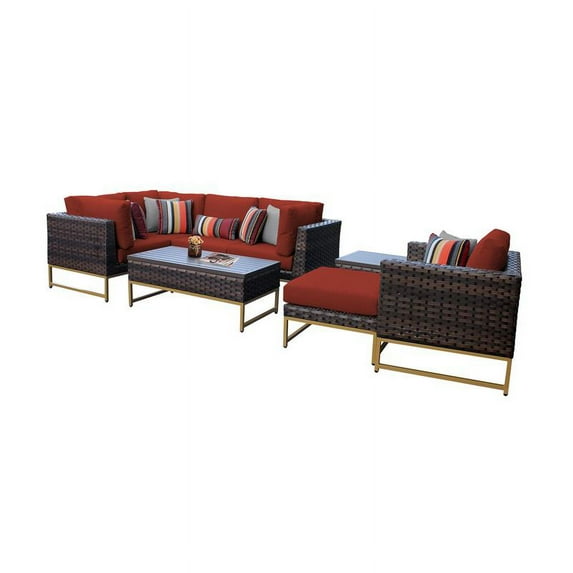 AMALFI 8 Piece Wicker Patio Furniture Set 08n in Gold and Terracotta
