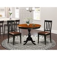 thumbnail image 1 of East West Furniture AMAN3-BCH-LC 3-Piece Dining Room Table Set Consists of a Modern Kitchen Table and 2 Faux Leather Kitchen Chairs with Slatted Back - Black Finish, 1 of 2