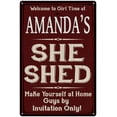 thumbnail image 1 of AMANDA'S She Shed Red Sign Gift Lady Cave 8x12 Metal Sign 108120088043, 1 of 1