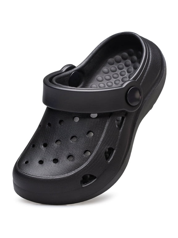 Garden Clogs for Boys Girls Slip on Beach Sandals Kids Unisex Child Beach Water Shoes All Black Little Kid Size 1.5