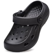 AMANSSE Garden Clogs for Boys Girls Slip on Beach Sandals Kids Unisex Child Beach Water Shoes All Black Little Kid Size 13