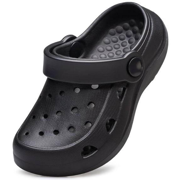 AMANSSE Garden Clogs for Boys Girls Slip on Beach Sandals Kids Unisex Child Beach Water Shoes All Black Little Kid Size 2.5