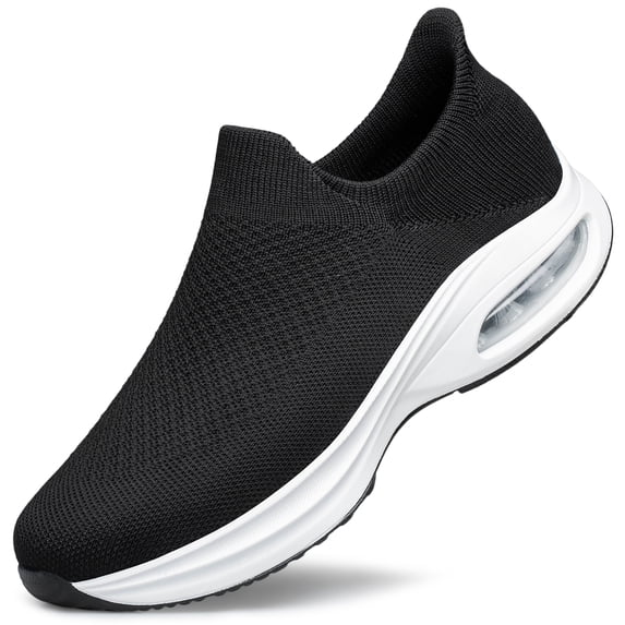 AMANSSE Men's Hands-Free Shoes Non Slip Running Walking Shoes Lightweight Breathable Slip on Sock Shoes Workout Gym Shoes Black Size 7.5