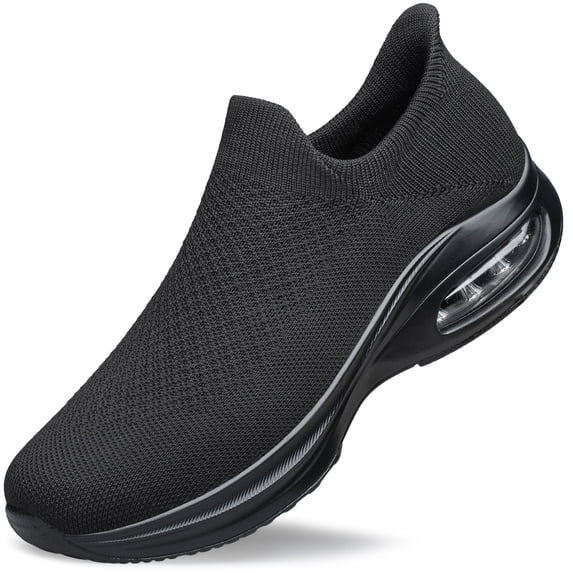AMANSSE Men's Hands-Free Slip On Walking Shoes Non Slip Sock Sneakers Air Cushion Lightweight Comfortable Casual Tennis Workout Running Shoes All Black Size 7