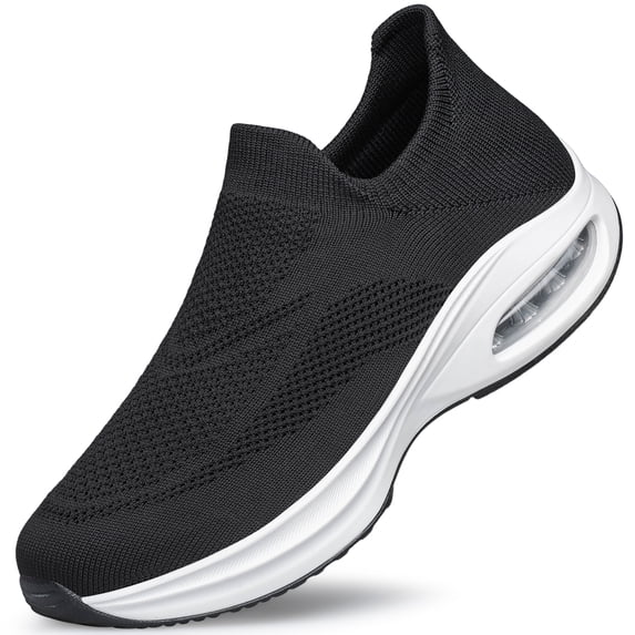 AMANSSE Men's Sneakers Slip on Lightweight Breathable Mesh Fitness Tennis Athletic Walking Shoes Black Size 10