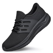 Mens Slip on Walking Shoes Comfort Lightweight Breathable Sock Shoes Non Slip Mesh Casual Workout Tennis Gym Running Sneakers All Black Size 12