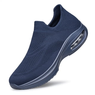 AMANSSE Mens Walking Shoes Non Slip Casual Shoes Lightweight Breathable Mesh Comfort Sneakers Navy Blue Size 11