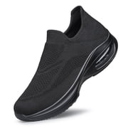 AMANSSE Mens Walking Shoes Non Slip Running Shoes Breathable Workout Shoes Lightweight Breathable Casual Work Sports Gym Shoes All Black Size 12