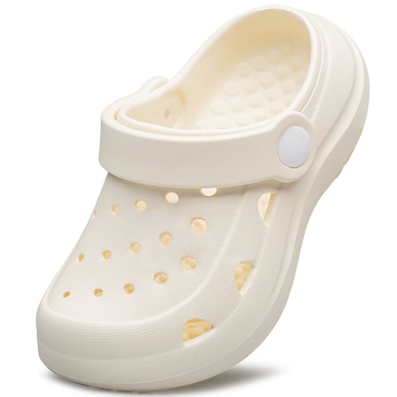 AMANSSE Unisex Kids Garden Clogs Slides Sandals Boys Girls Shower Slippers Beach House Shoes Outddor Beige Big Kid Size 4