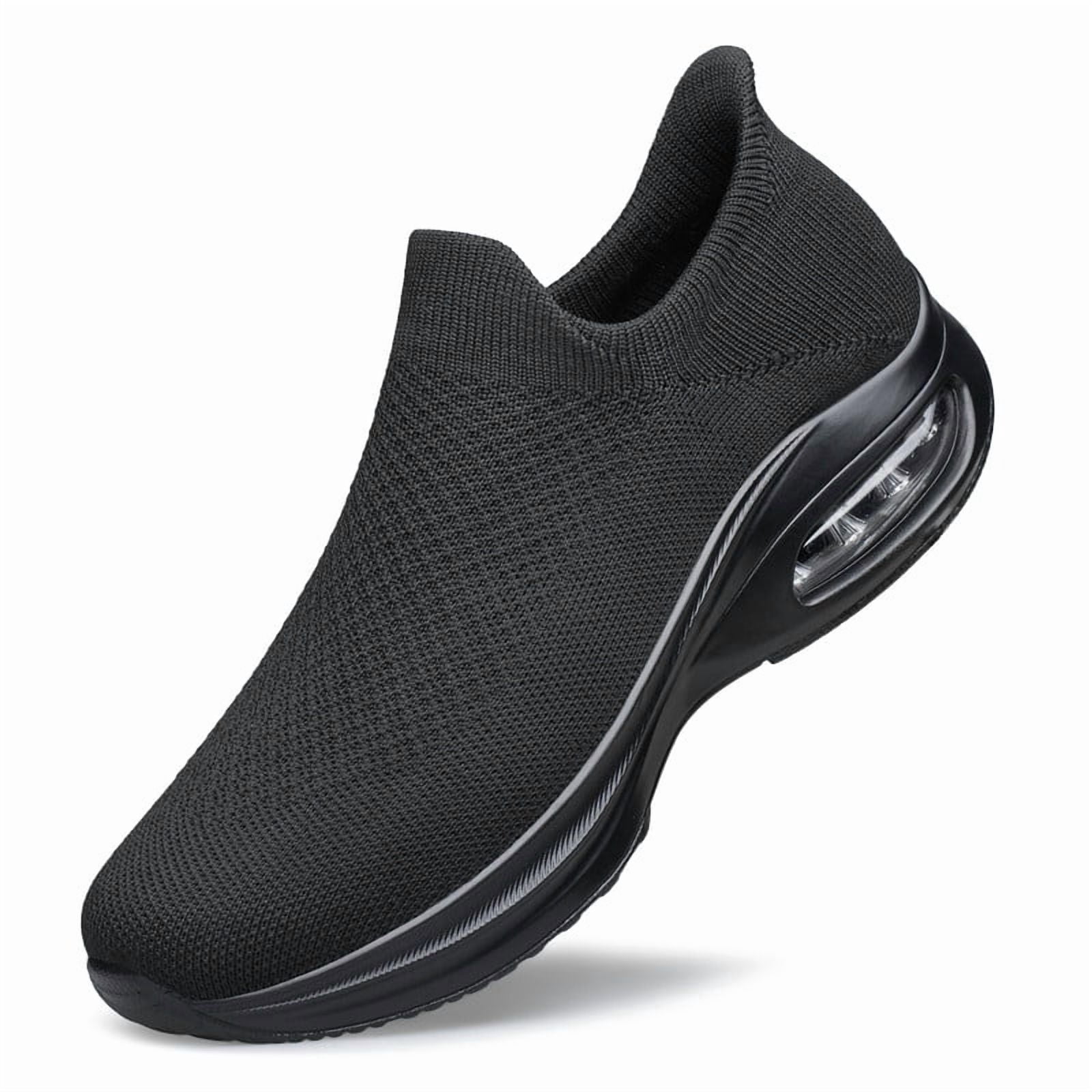 Women's Hands-Free Walking Shoes Non Slip Sock Casual Air Cushion Fashion Sneakers Lightweight Comfortable Tennis Workout Running Shoes All Black Size 5