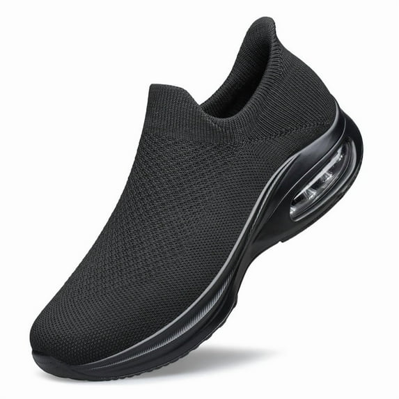 AMANSSE Women's Hands-Free Walking Shoes Non Slip Sock Casual Air Cushion Fashion Sneakers Lightweight Comfortable Tennis Workout Running Shoes All Black Size 6.5