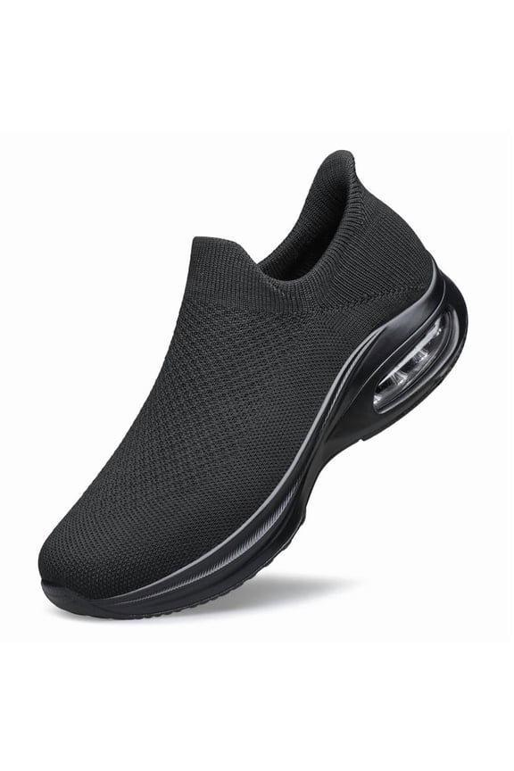 Women's Hands-Free Walking Shoes Non Slip Sock Casual Air Cushion Fashion Sneakers Lightweight Comfortable Tennis Workout Running Shoes All Black Size 5