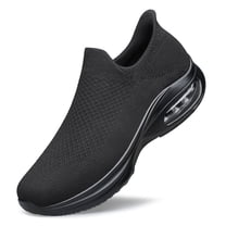 AMANSSE Women's Hands-Free Walking Shoes Non Slip Sock Casual Air Cushion Fashion Sneakers Lightweight Comfortable Tennis Workout Running Shoes All Black Size 5