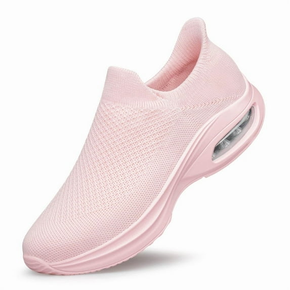 AMANSSE Womens Hands Free Slip on Shoes Non Slip Running Shoes Air Cushion Breathable Workout Shoes Lightweight Gym Sneakers Pink Size 8.5