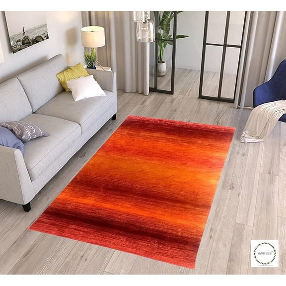 AMAR CARPETS Ombre Sunrise Handmade Woolen Carpet for Living Room | Luxurious Wool Rug | Classic Handmade Floor Rug | Non-Slip Handmade Carpet