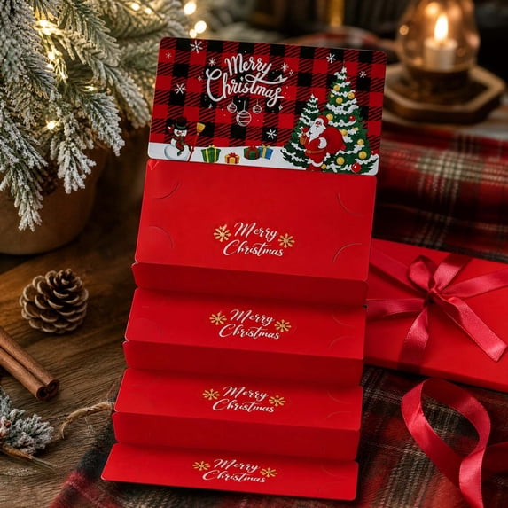 AMARHH 6 Slots Christmas Red Envelopes, 5 Inch Christmas Money Holders for Cash, Surprise Christmas Money Card Cash Gift Holders Xmas Party Supplies