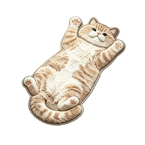 AMARHH Cat Shaped Fluffy Plush Floor Mat, Washable Faux Fur Animal Rug for Home Bedroom Living Room, Soft Cozy Bedside Decor Accent for Cat Lover Gift