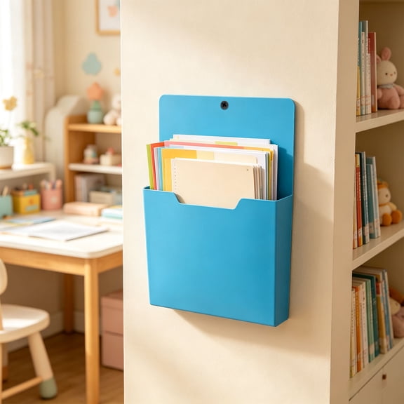AMARHH Magnetic Fridge File Folders, 9×7 Inch Wall Mount A4 Document Organizer, Color-Coded Wall Pocket Paper Organizer for Office Home Kitchen Storage