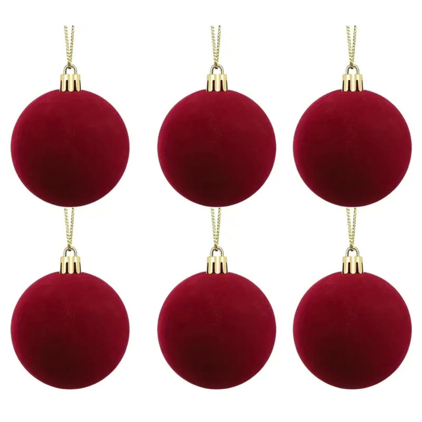 Christmas Tree Raft AMARHH Red Velvet Christmas Balls, 6pcs Flocked Christmas Hanging ...