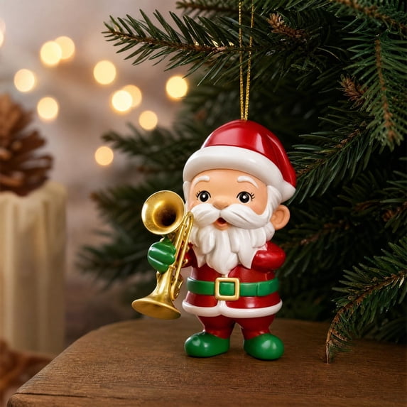AMARHH Santa Claus Hanging Ornaments, 3D Flat Plastic Christmas Decorative Pendants, Hanging Decor Holiday Party Gifts for Christmas Tree Decor