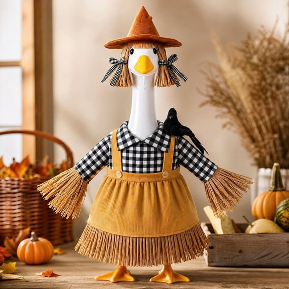 AMARHH Scarecrow Gooses Outfit, 23 Inch Costumes Set, Fall Thanksgiving Gooses Clothes Indoor Yard Gooses Statue Accessory Autumns Home Decor