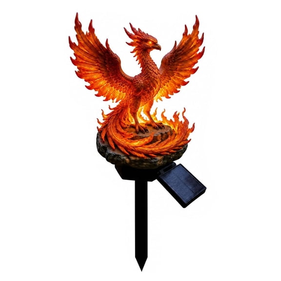 AMARHH Solar phoenix Garden Statue, Resin Fire Phoenix Figurine Outdoor LED Landscape Lamp, Waterproof Pathway Lighting for Yard Lawn Patio, Auto On/Off Solar Powered Landscape Decoration