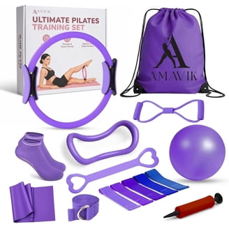 Pliates Kit Purple Yoga Starter Kit for Women, Complete Pilates Set with Wheel ...