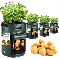 AMAXUN 10 Gallon Garden Potato Grow Bags with Flap and Handles Aeration Fabric Pots Heavy Duty Vegetable Planter Bag for Tomato, Fruits Green(2Pack)