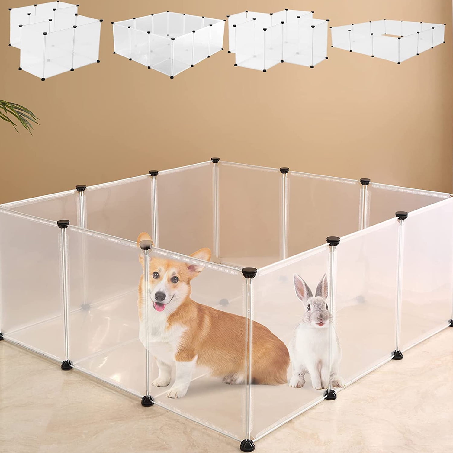 24-Panel Small Animal Playpen – C&C Cage For Guinea Pigs, Rabbits, Puppies, With Waterproof Mat, Portable Indoor/Outdoor