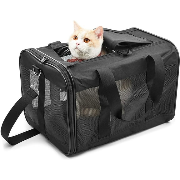 AMAXUN Pet Travel Carrier Soft Sided Portable Bag, Medium Black