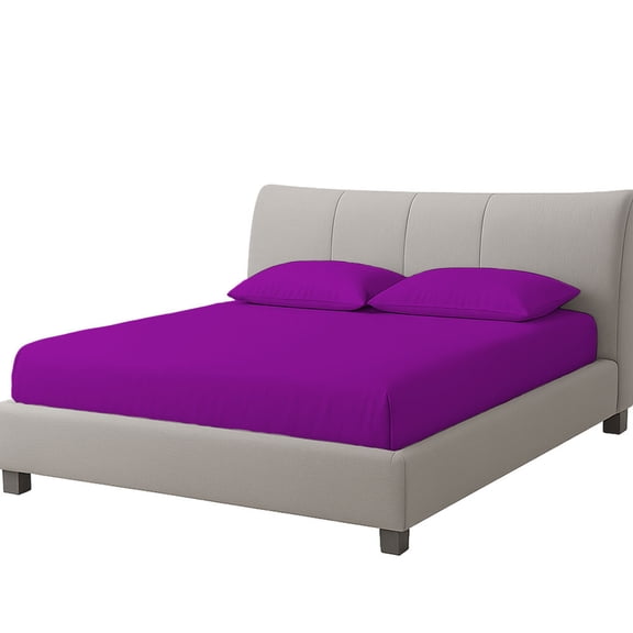 AMAY Cotton Waterbed Sheet Set – Soft Fitted Sheets for Water Mattress, Secure Elastic, Easy Care Bedding (California King , Purple) 8" Deep Pocket