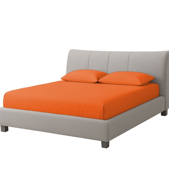 AMAY Cotton Waterbed Sheet Set – Soft Fitted Sheets for Water Mattress, Secure Elastic, Easy Care Bedding (King , Orange) 8" Deep Pocket