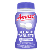 Amaze! Ultra-Concentrated Bleach Tablets Powerful Stain-Fighting & Whitening Laundry & Home Cleaning, 32 count, Lavender