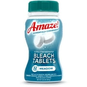 Amaze!® Ultra-Concentrated Bleach Tablets – Powerful Stain-Fighting & Whitening Laundry & Home Cleaning, 32 count, Meadow Scent