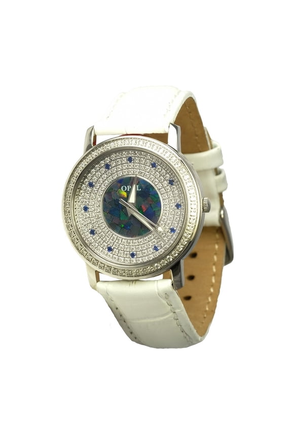 AMAZING GRACE AUSTRALIAN OPAL WATCH & GENUINE LEATHER BAND