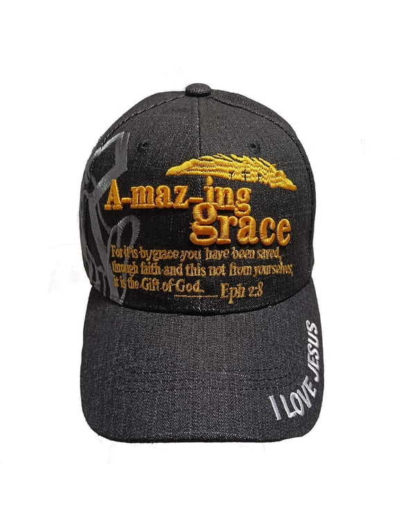 AMAZING GRACE Christian Baseball Hat Cap (Denim Black)