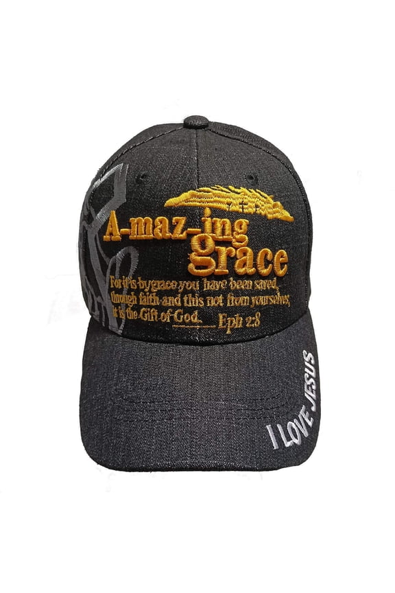 AMAZING GRACE Christian Baseball Hat Cap (Denim Black)