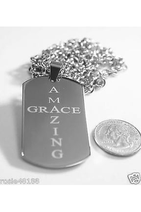 AMAZING GRACE SOLID THICK STAINLESS STEEL ROLO CHAIN SHINE CROSS PRAYER NECKLACE