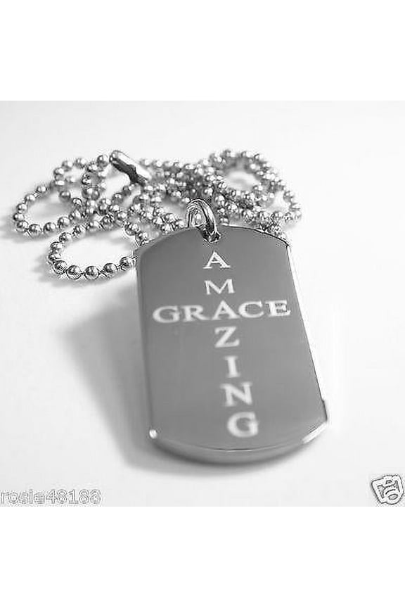 AMAZING GRACE SOLID THICK STAINLESS STEEL SHINE CROSS PRAYER NECKLACE PENDANT