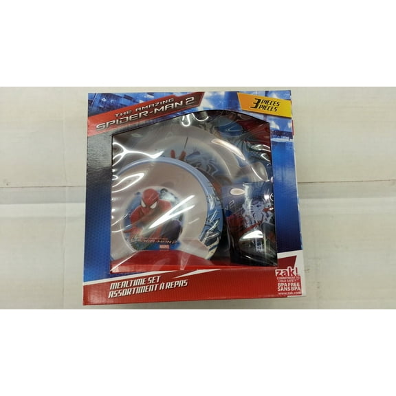 AMAZING SPIDERMAN 2 SUPERHERO KID 3 PIECES DINNERWARE BOX SET 100% ORIGINAL