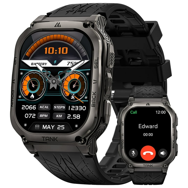 AMAZTIM M3 Smart Watch for Men 1.96 Waterproof Fitness Tracker Smartwatch for Android iPhone Black