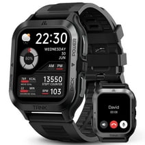 AMAZTIM Smart Watch for Men Women 1.85" Waterproof Touch Screen Fitness Smartwatch for Android iPhone, Black